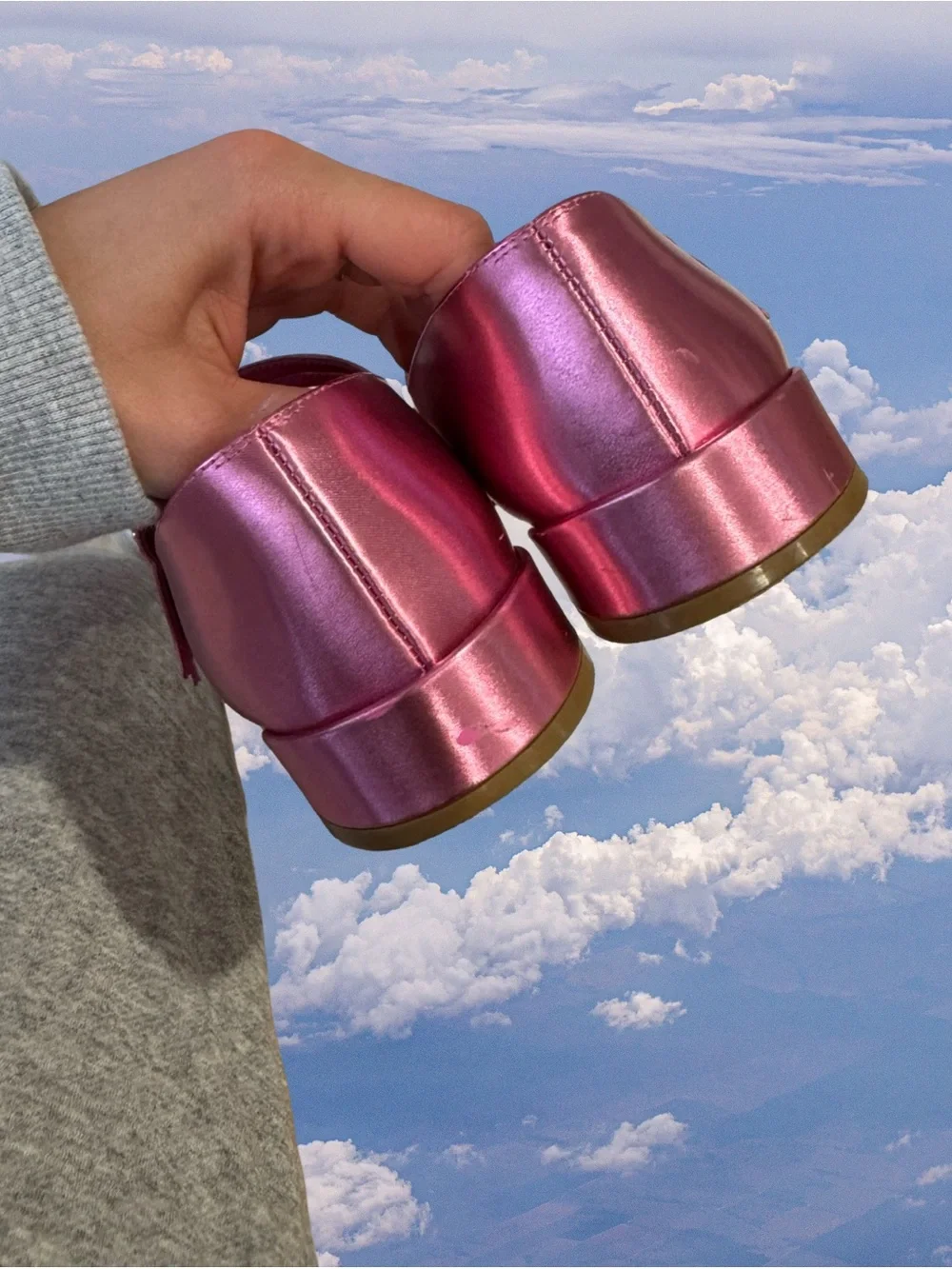 Christian Louboutin Metallic Rose Pink Double-Strap Mary Jane Flats